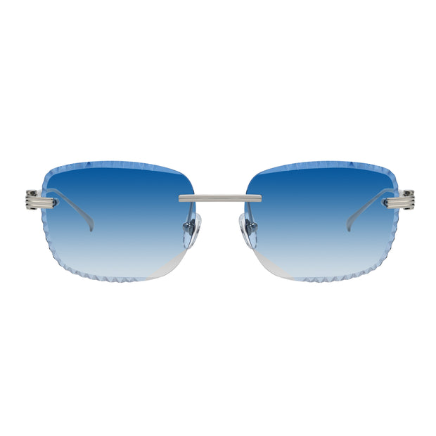 Women's Eyewear Premium Diamond Cut Silver Dark Blue