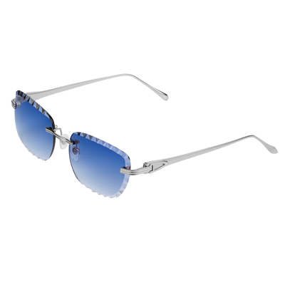 Women's Eyewear Premium Diamond Cut Silver Dark Blue