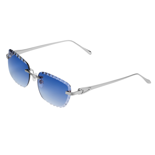 Men's Eyewear Premium Diamond Cut Silver Dark Blue