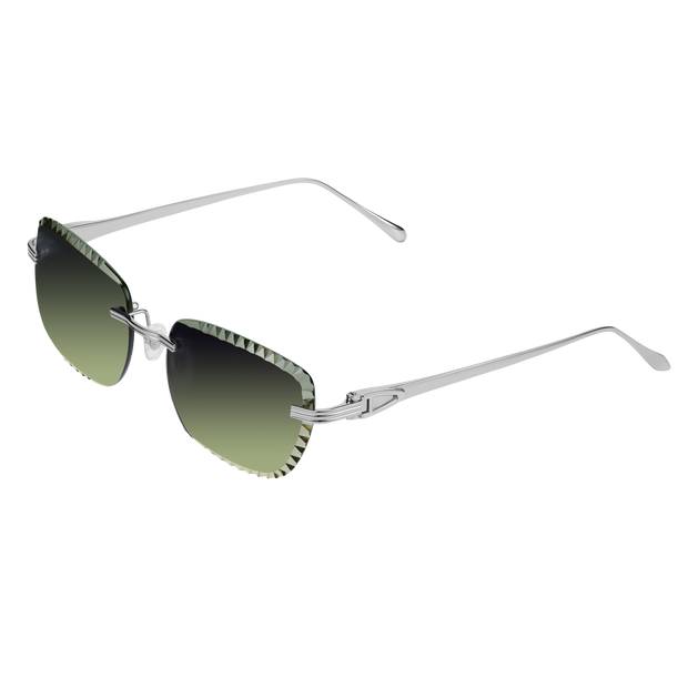 Men's Eyewear Premium Diamond Cut Silver Green