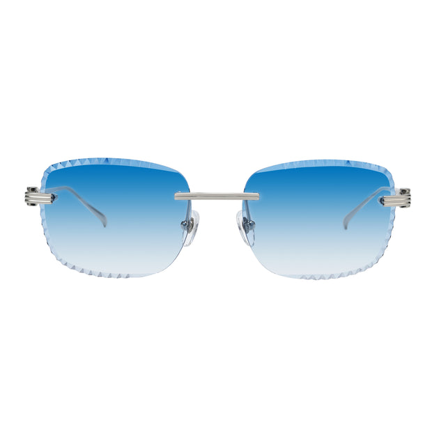 Men's Eyewear Premium Diamond Cut Silver Sky Blue