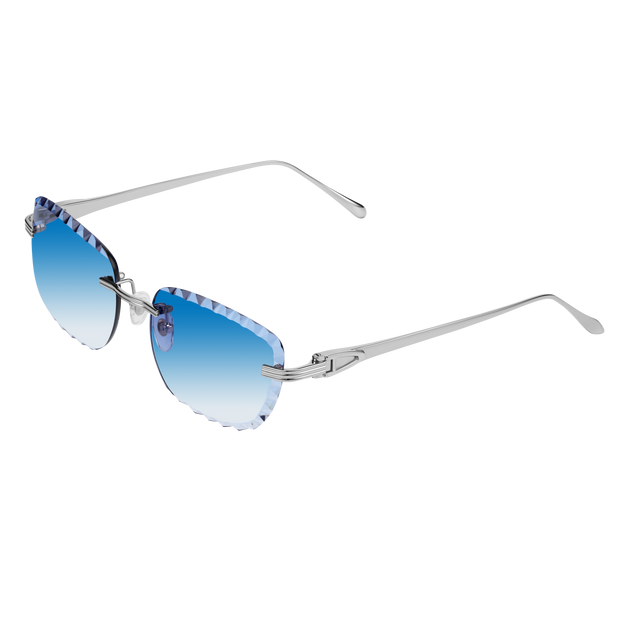 Women's Eyewear Premium Diamond Cut Silver Sky Blue